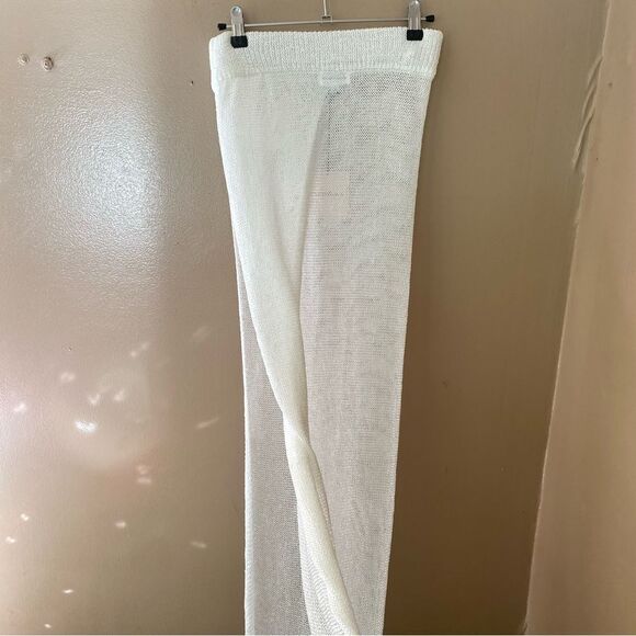 NWT Superdown Keva Maxi Skirt white metallic knit high slit sheer swim Revolve M - Picture 5 of 11
